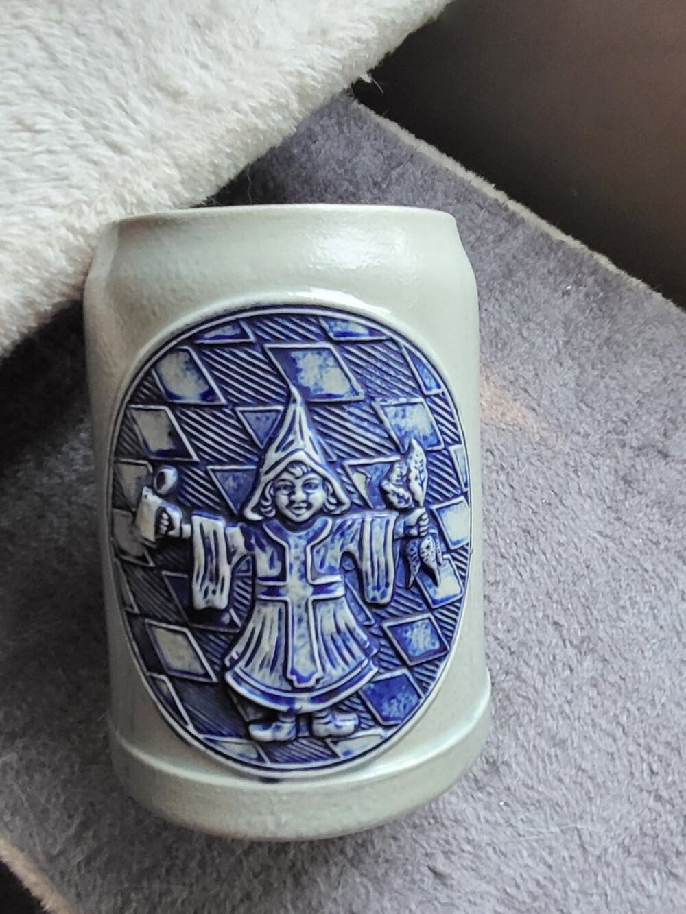 Vintage Gerz cobalt blue stoneware German beer stein mug 5” Tall RARE FIND